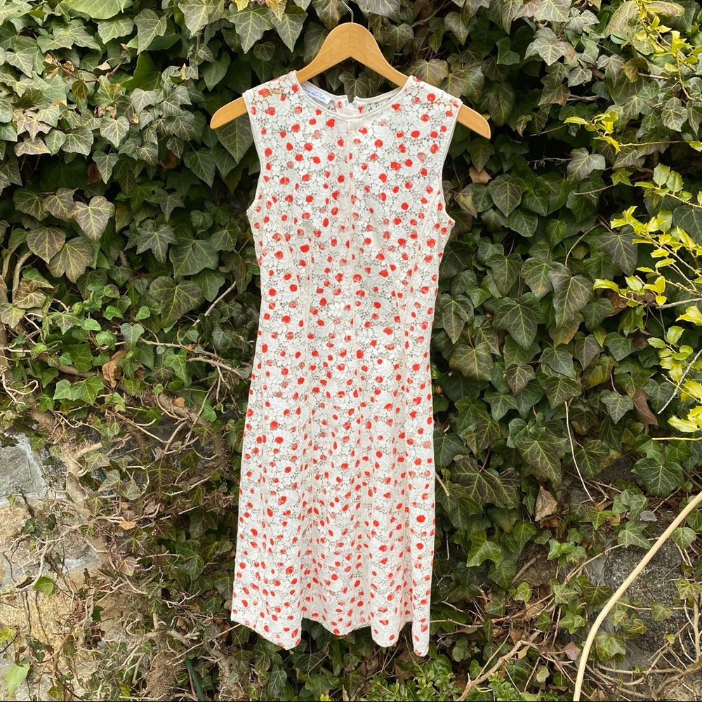 2016 Oscar de La Renta silk and red shift dress